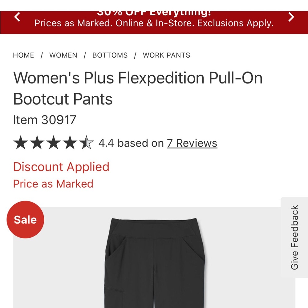 Duluth Trading Co Women's Black Flexpedition Pull-On Bootcut Pants
